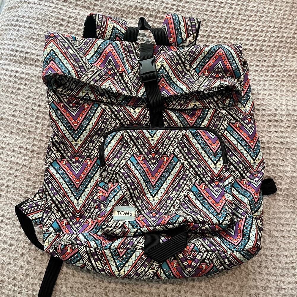 Toms multi color tribal standup backpack